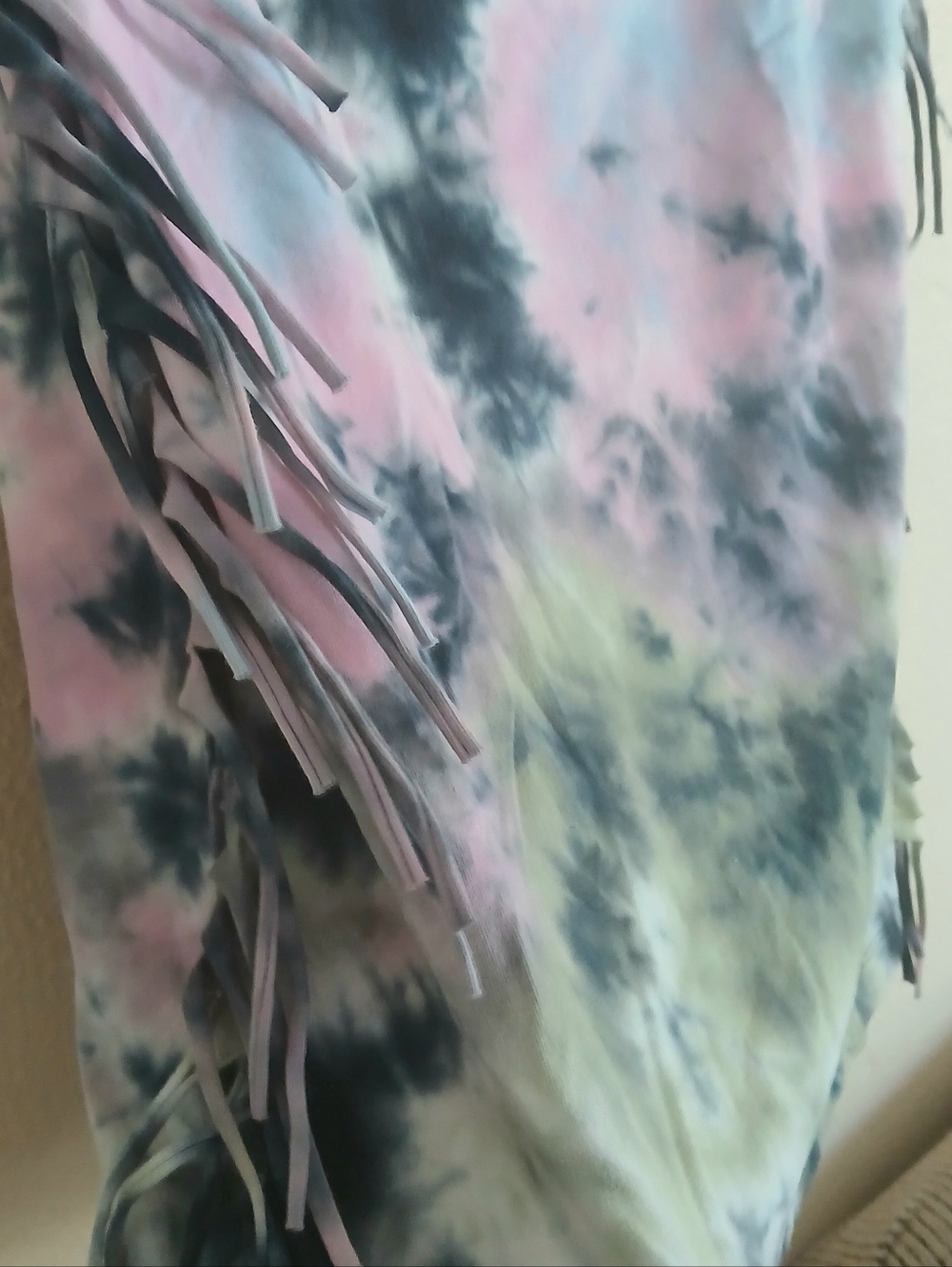 D-Signed Tie-Dye Fringe Mini Skirt Pink Blue Black Wild Size XL - Picture 4 of 6